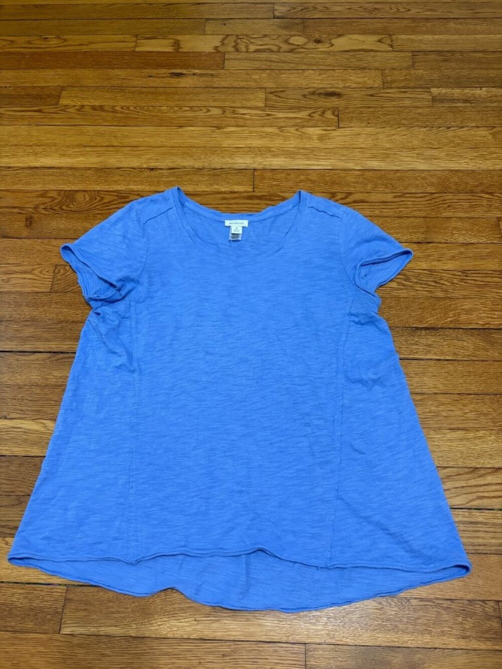 Sundance Womens Tunic Top Size Medium Blue 100% Cotton Knit Pullover Shirt